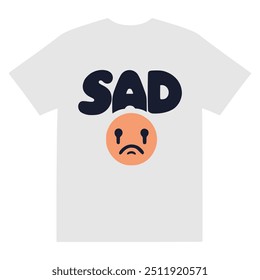 sad face t shirt fashion sticker vector illustration template design