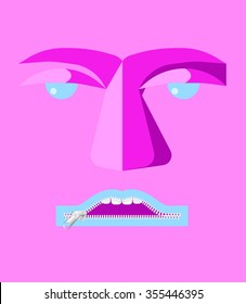 sad face with zipper on mouth
