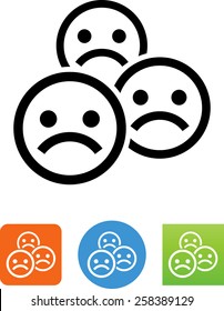 Sad faces in a crowd icon