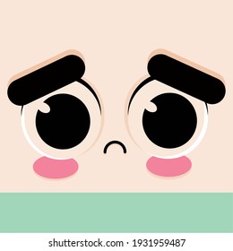Sad facial expression cartoon kawaii - Vector illustration