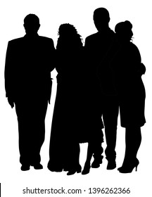 Sad family on cemetery or graveyard mourning deceased relative silhouette. Featuring People Weeping at a Funeral Service vector illustration. Broken hart. Last good bye for dead relevant.