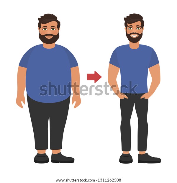 Sad Fat Happy Healthy Slim Man Stock Vector (Royalty Free) 1311262508 ...