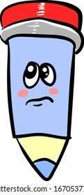 Lápiz graso triste, ilustración, vector sobre fondo blanco.