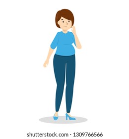 Sad Fat Woman Standing Adult Character Stock Vector (royalty Free 