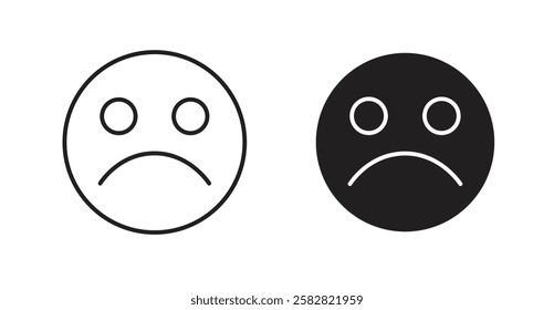 Sad filled and outlined icons vectors on white background