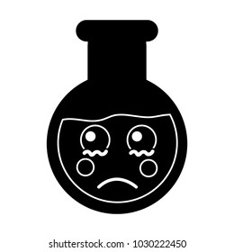 sad flask laboratory kawaii icon image 