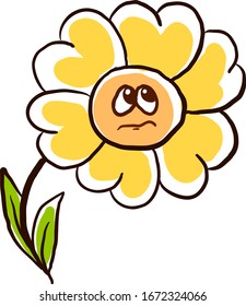 Flor triste, ilustración, vector sobre fondo blanco.