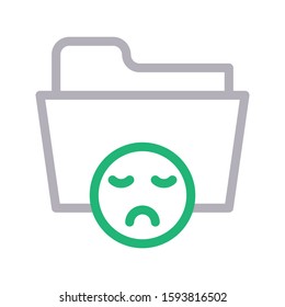 sad folder vector color line icon 