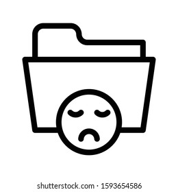 sad folder vector thin line icon 