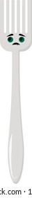 Sad fork, illustration, vector on white background.