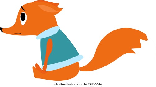 Sad fox, illustration, vector on white background.