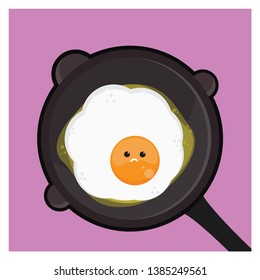 Sad Fried Egg on the Pan