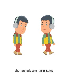 Sad and Frustrated Character Winter Citizen goes and drags. for use in presentations, etc.