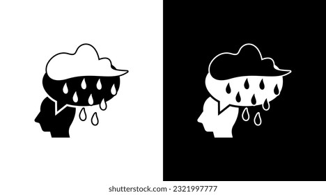 Sad frustration Stress Emotion Doodle Icon Button Design