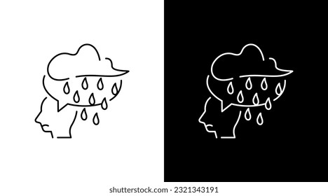 Sad frustration Stress Expression Emotion Doodle Icon outline Button Design
