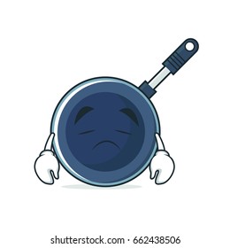 sad frying pan vector illustration
