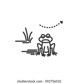 Sad funny frog. Cartoon character. Concept illustration for design. Simple vector sign, icon. 