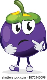 sad funny mango Steen character thinking with sad