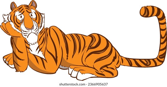 Sad funny tiger with some problem