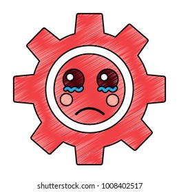sad gear kawaii icon image 