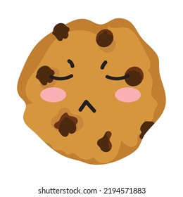  Sad gesture Cartoon smile biscuit and chcolate cookies mascot with eyes and bite. vector illustration