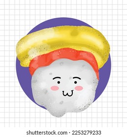 Sad gesture, Funny sushi characters with cute faces