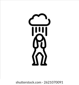 sad gesture outline icon. stick figure depressed line art illustration.