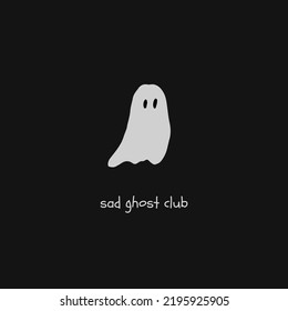 Sad Ghost Club Minimal Hand Drawn Stock Vector (Royalty Free ...