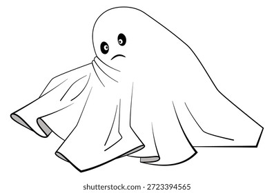 Fantasma triste tendido en el suelo. Criatura espíritu de fantasía