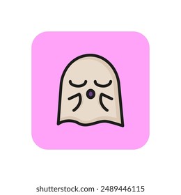 Sad ghost line icon. Upset, crying, sorrow. Halloween concept. Vector illustration can be used for topics like emotion, expressions, cartoon