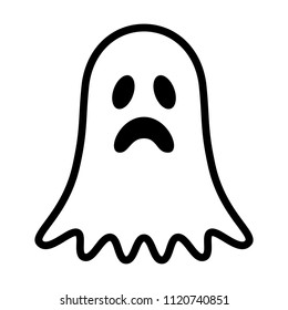 Sad ghost, phantom or apparition haunting Halloween line art vector icon for holiday apps and websites