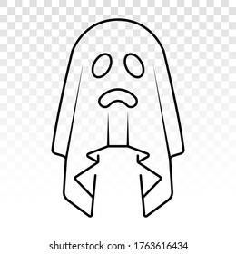 Sad ghost / phantom apparition - line art vector icon for apps and websites