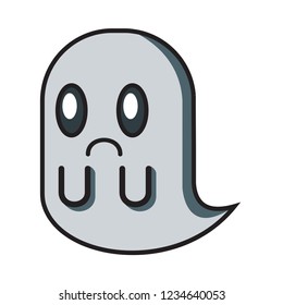 sad ghost vector emoticon, modern concept, simple style, flat color 