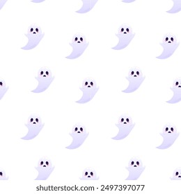 Sad ghosts vector seamless pattern. Packaging design, wrapping paper, background, backdrop