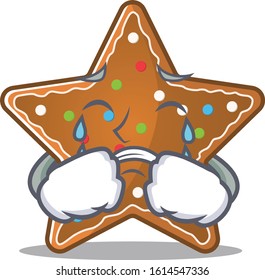 Sad of gingerbread star cartoon mascot style