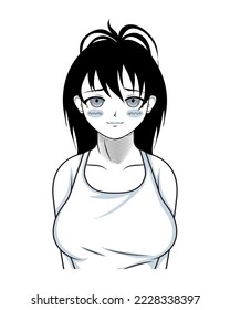 sad girl anime style character