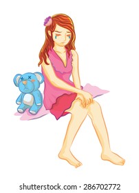 sad girl with bear