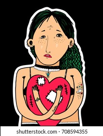 Sad girl with broken heart