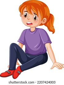 Sad Girl Cartoon Character Illustration