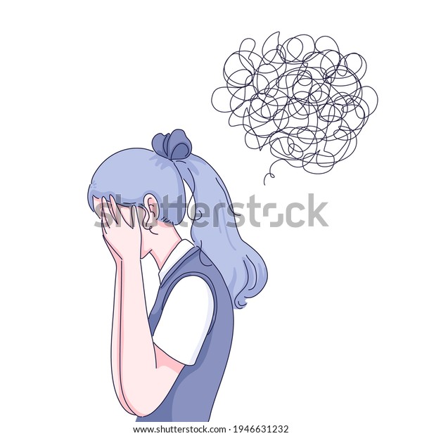 Sad Girl Character Design Vector Cartoon Stock Vector Royalty Free