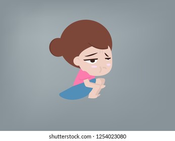 sad girl character vector
