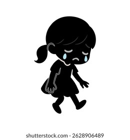 sad girl crying silhouette illustration
