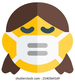 sad girl with a face mask isolated on a white background