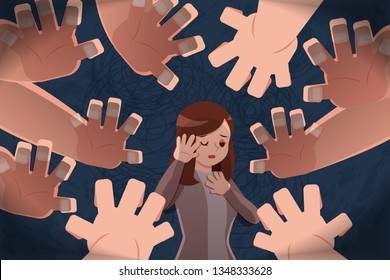 sad girl has problem of mockery and bullying at school.