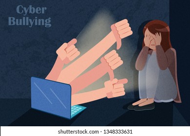 sad girl has problem of mockery and bullying on the Internet