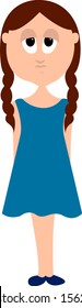 Sad girl, illustration, vector on white background.