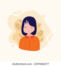 Sad Girl Illustration Vector Portrait