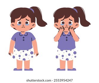 Sad Girl Kids Tearing and Crying	
