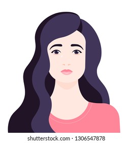 Sad girl. Portrait of a crying woman. Depression and melancholy. Avatar. Vector flat illustration