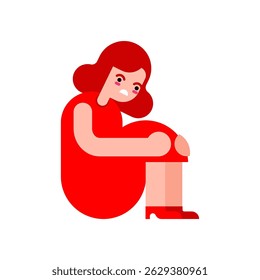 Uma garota triste se senta e chora. Conceito de solidão